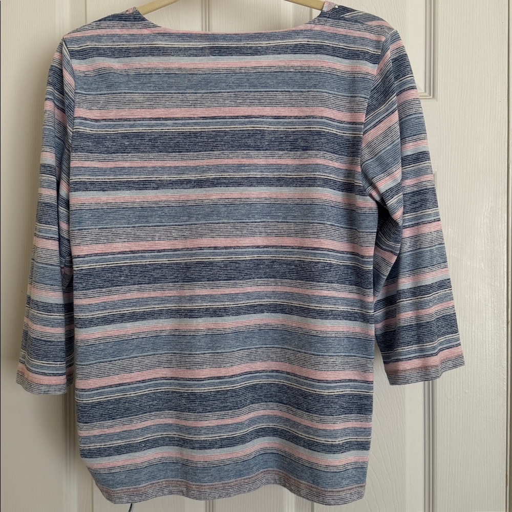 Alfred Dunner Women's Diagonal Striped Top - Pink and Blue size Med - Picture 5 of 5
